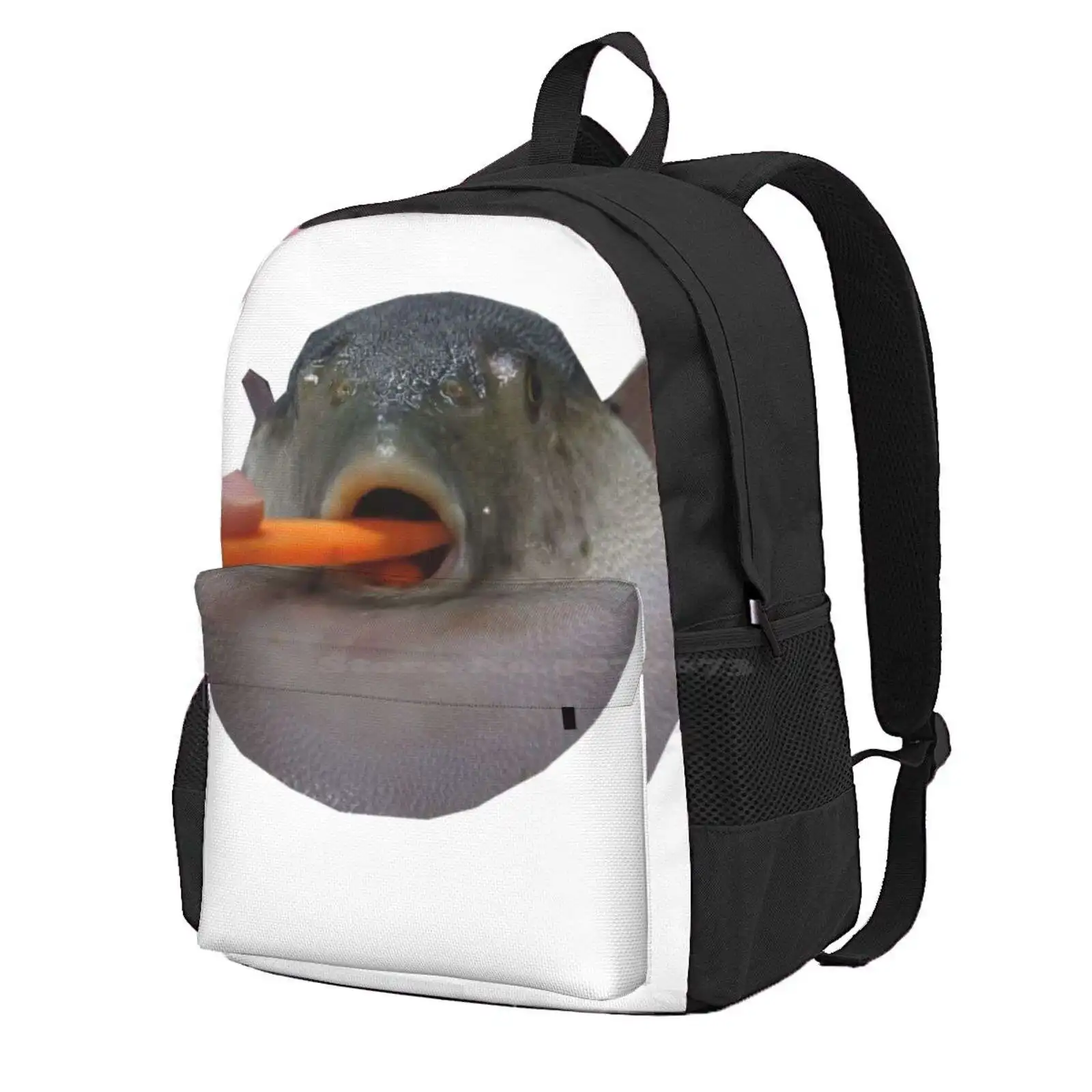 Pufferfish Eating Carrot Hot Sale Schoolbag Backpack Fashion Bags Dank Memes Funny Pufferfish Eating Carrot Plabfish Pufferfish