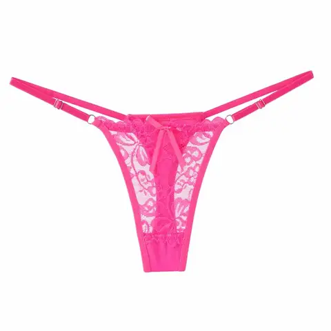 Tangas Sexy de Renda Ajustáveis para Mulheres, Calcinhas de Cintura Baixa com Recortes, Lingerie Respirável para Primavera e Verão