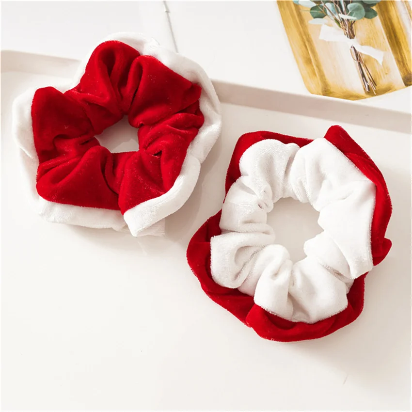 

2026 Christmas Cute Velvet Scrunchies Women Girls Elastic Hair Bands Accessories Tie Hair Ring Rope Headdress Headwear Ornament