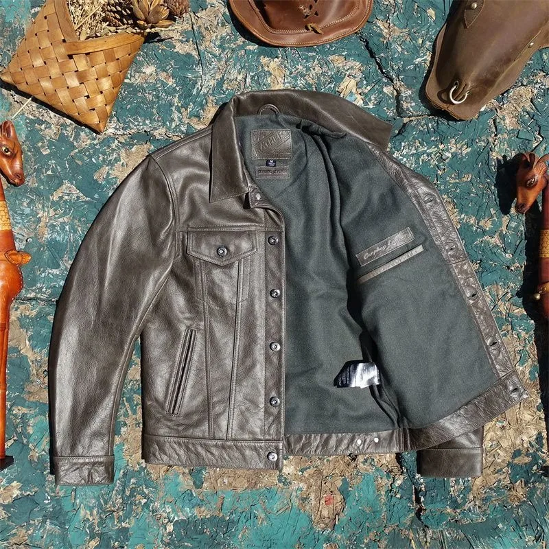 Top Grain Real Leather Biker Jacket Streetwear Moto Racing Coat Oversize Vintage Storm Rider Cowhide Leather Jacket Men Genuine