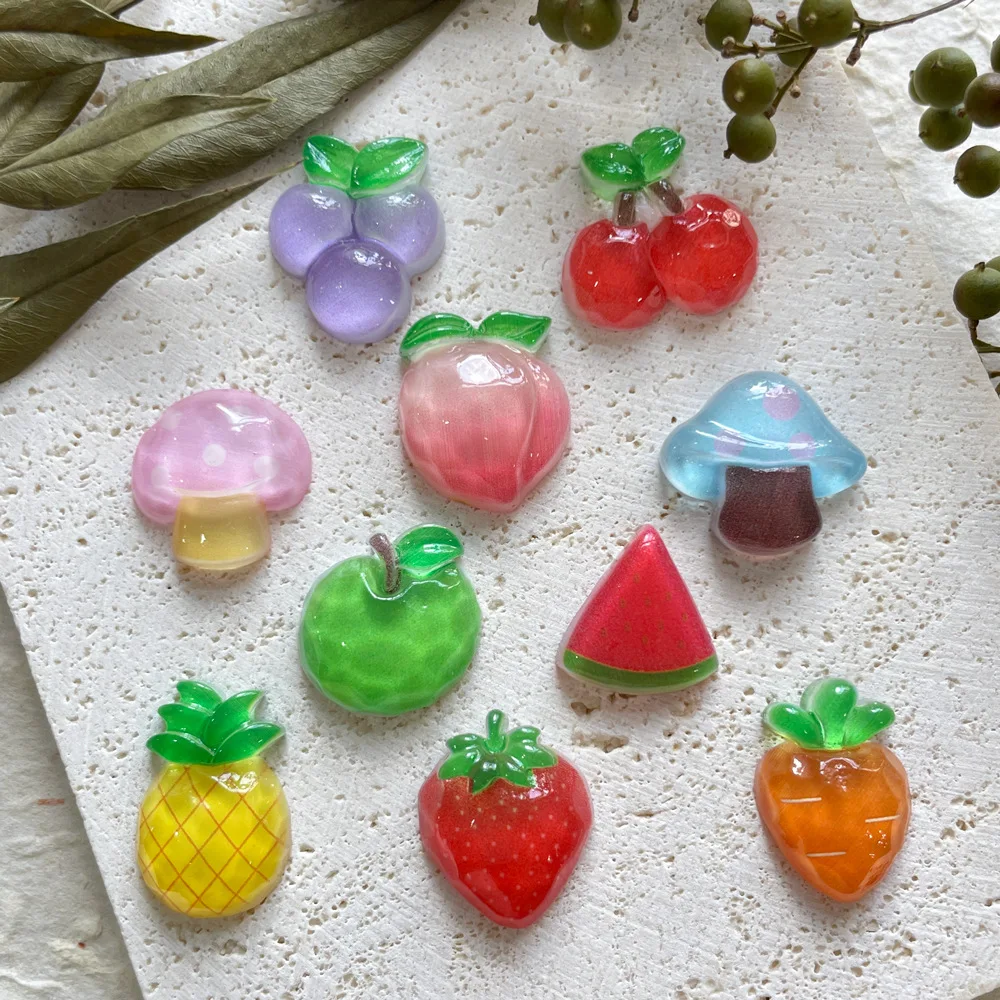 Accesorios de resina de fruta transparente, abalorios para funda de teléfono DIY, accesorios para el cabello, materiales decorativos, 5 uds.