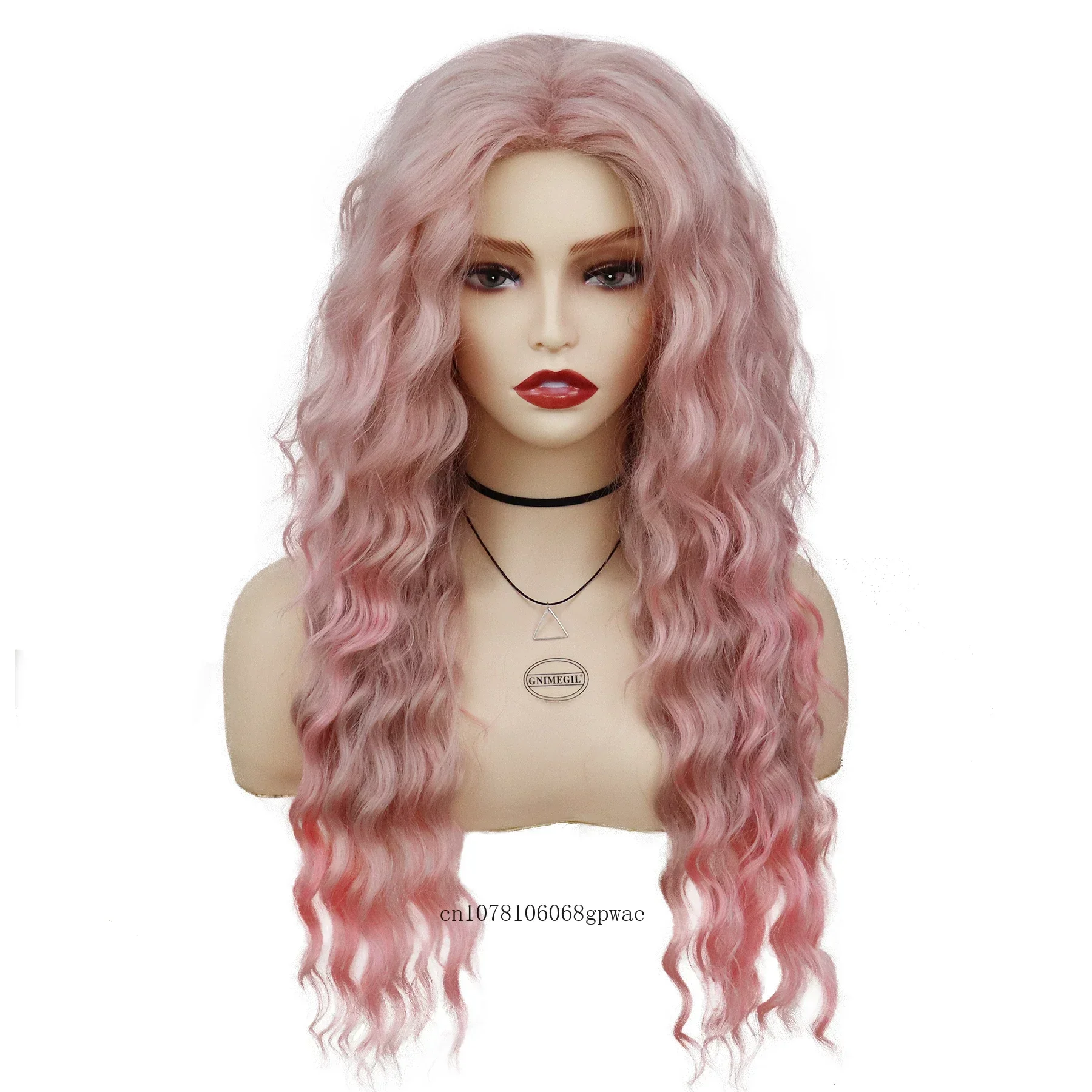 26 Inch Synthetic Women's Long Ombre Pink Wig Water Wave Hairstyle Natural Looking Daily Girls Cosplay Halloween Lolita Party