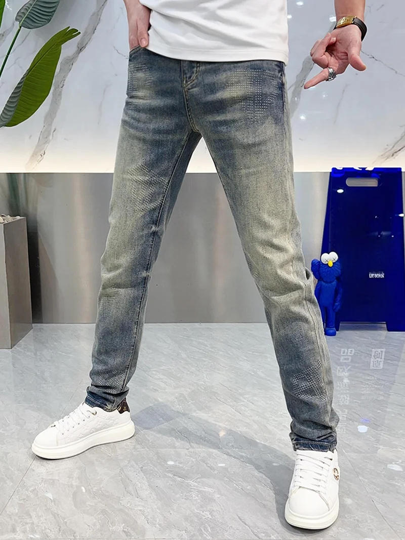

Retro Waed Slim Fit Lightweight Men's Jeans Versatile Casual Straight Leg Long Trousers Breathable Summer Faion Brand