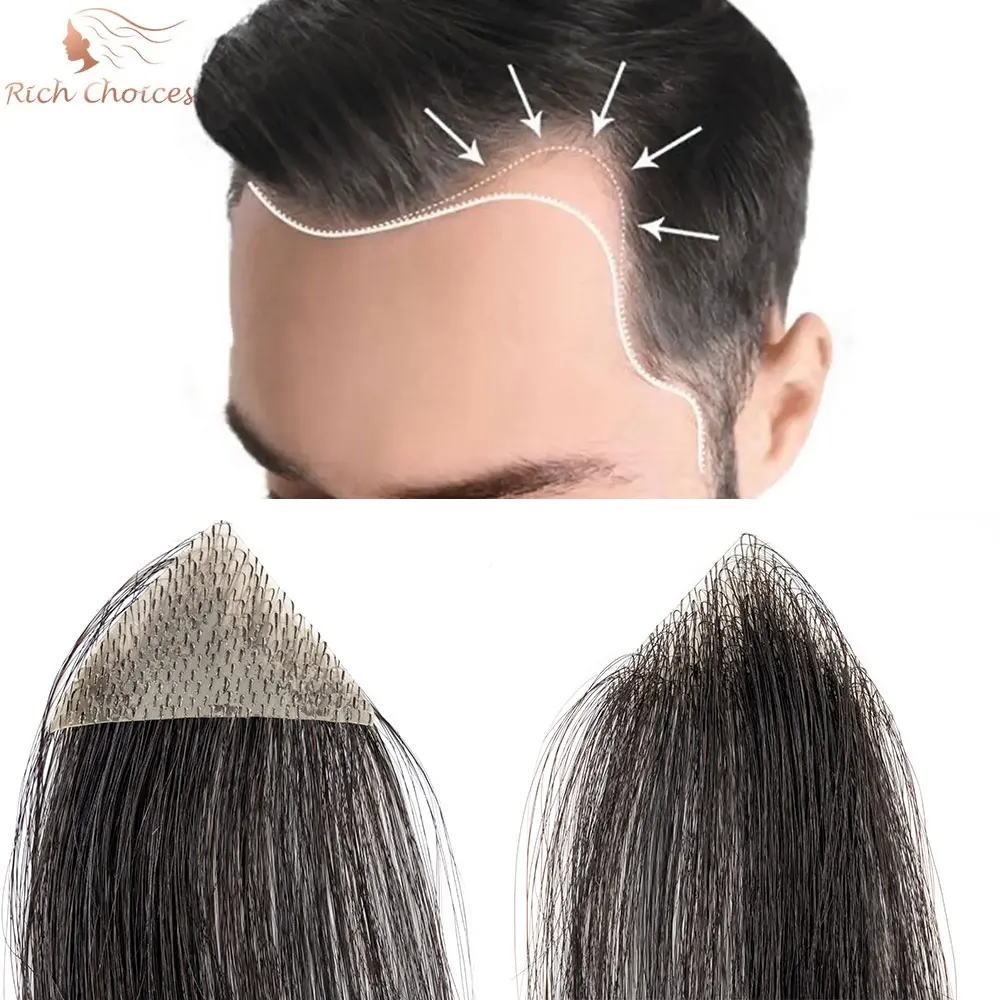 

Rich Choices Natural Human Hair Pieces Toupee Men Forehead Hairpiece Patch Invisible Seamless PU Men's Capillary Prosthesis