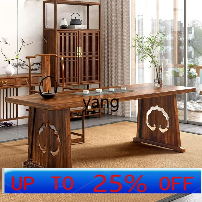 

LMM New Chinese Ebony Tea Table Solid Wood Desk Modern Simple Style Office Tea Table