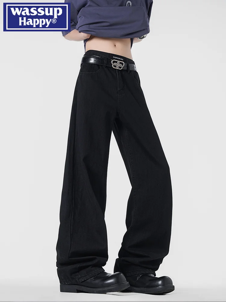 Wassup سعيد الحرير الجليد الأمريكية الرجعية الرجال الجينز الصيف رقيقة مستقيم فضفاض عارضة السراويل الطويلة واسعة الساق عالية الخصر الشباب Faion #3