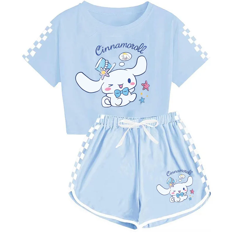 

Cinnamoroll My Melody Hello Kitty Kawaii аниме мультфильм мальчиков и девочек футболка Симпатичные Шорты принт спортивный костюм