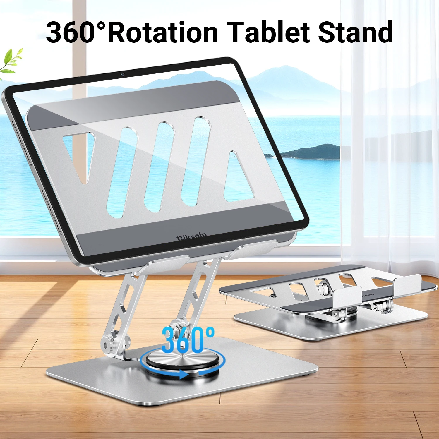 RIKSOIN Tablet Stand, 360° Rotating Stand, Foldable, Portable Stand Compatible with All 4–13
