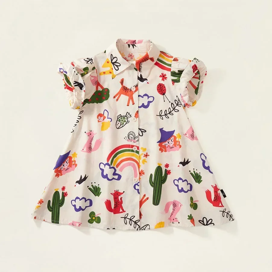 2-8T Toddler Kid Baby Girl Dress Spring Summer Clothes Long Sleeve Rainbow Graffiti Print T Shirt Dress Fashion Infant Outfit