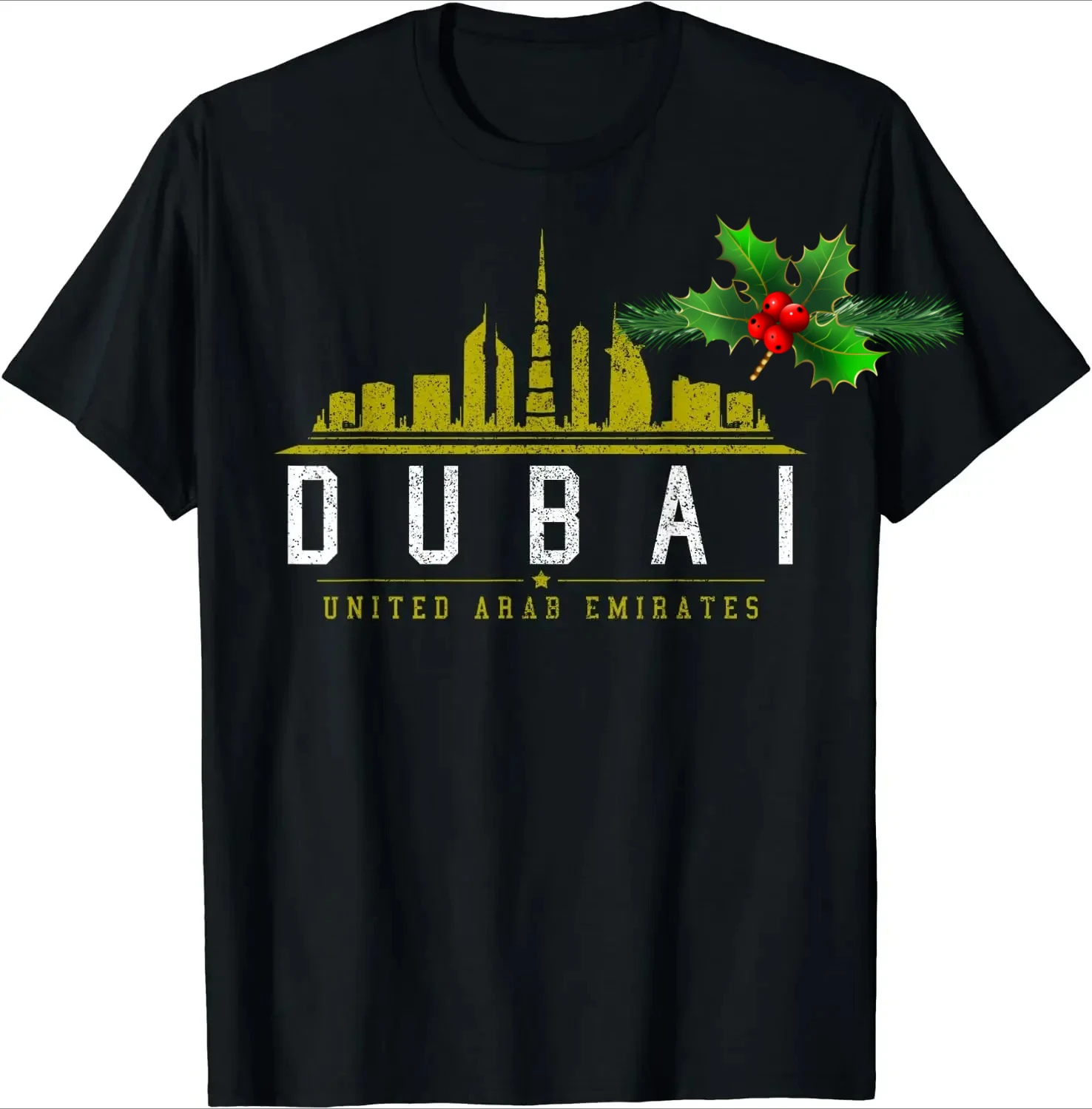 United Arab Emirates UAE Dubai Skyline T-Shirt 100% Cotton O-Neck Summer Short Sleeve Casual Mens T-shirt Size S-3XL