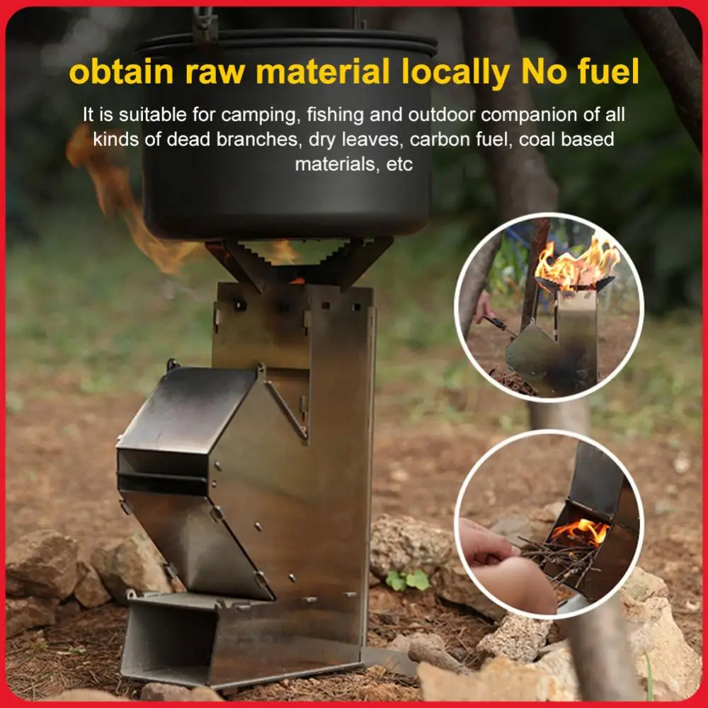 

Cooking Stove Outdoor Camp Firewood Stove Stainless Steel Portable Collapsible Camping Stove Outdoor Wood Burning for Picnic BBQ