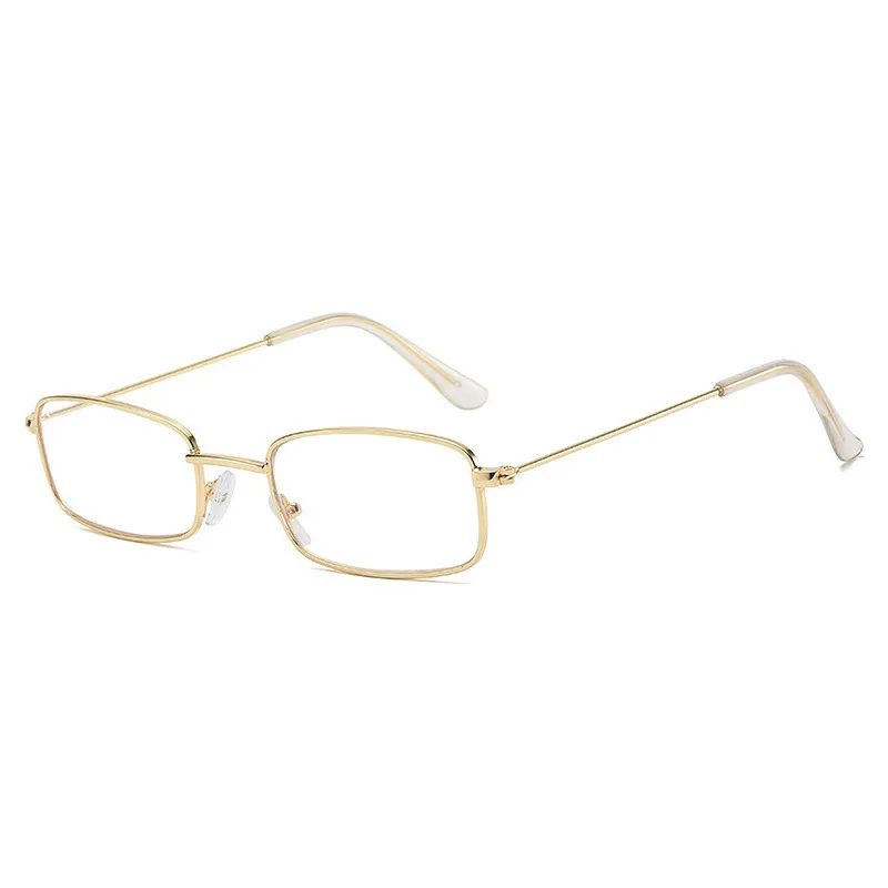 Rechteckige, schlichte Brille, Metallrahmen, quadratisch, für Damen und Herren, gewöhnliche Brille, blockierende optische Brillen mit Linsen