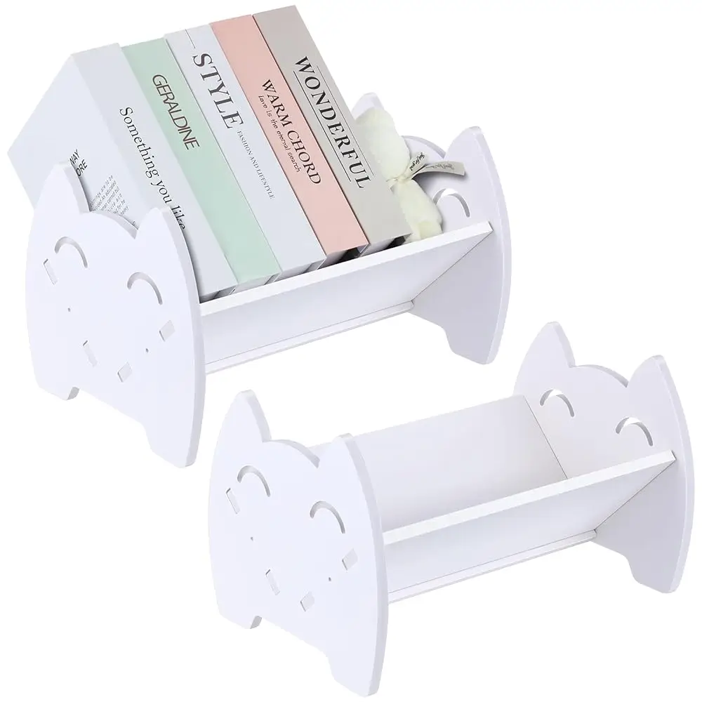 

2 Pcs Small Desktop Bookshelf,Books Organizer For Kids,Tilted Bookcase,Table Top Mini Bookshelf Organizer Storage Ra For