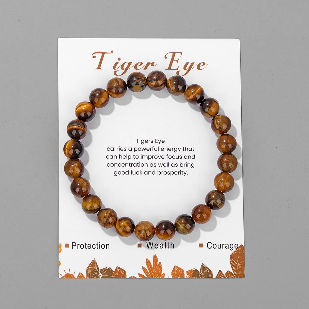 Trend ige Naturstein perlen Tigerauge Armband 8mm runde Amazonit Howlite Quarz Perlen elastische Armbänder Frauen Männer Yoga Schmuck – Detail 16