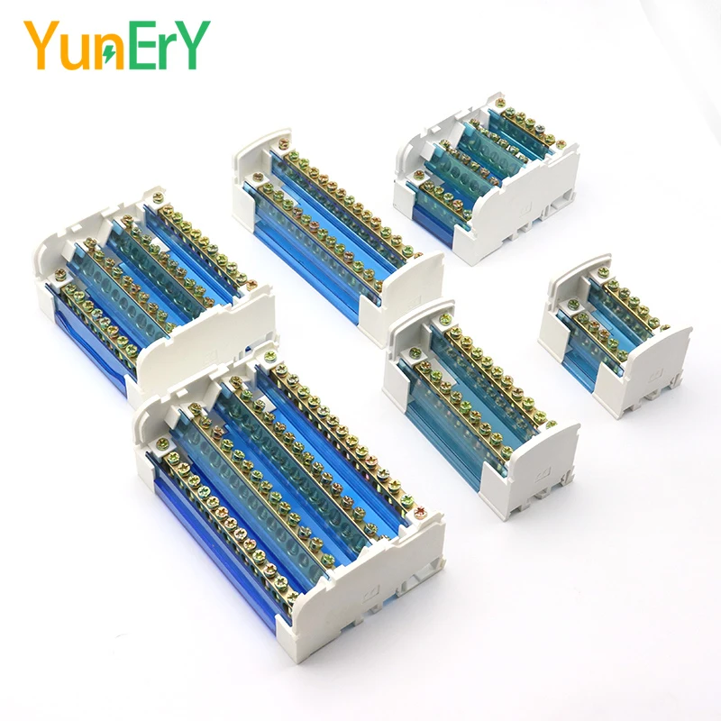 DIN Rail Junction Box UK207/211/215/407/411/415/413 Electrical Wire Terminal Block Distribution Box Neutral Screw Brass Rod