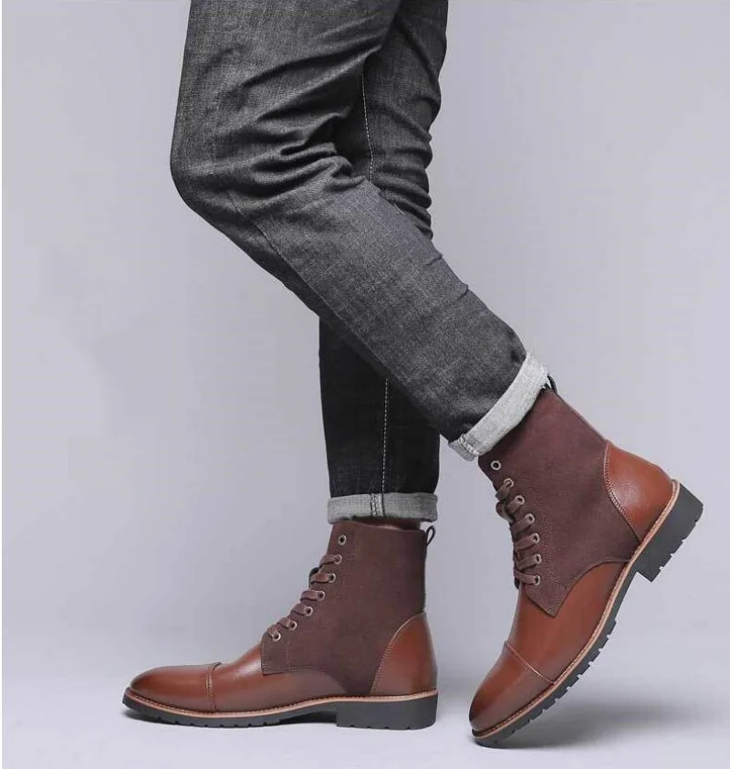 

Новые дизайнерские модные повседневные ботинки для мужчин, большие размеры, однотонные кружевные осенне-зимние ботильоны, мужские дизайнерские кожаные туфли, мужские