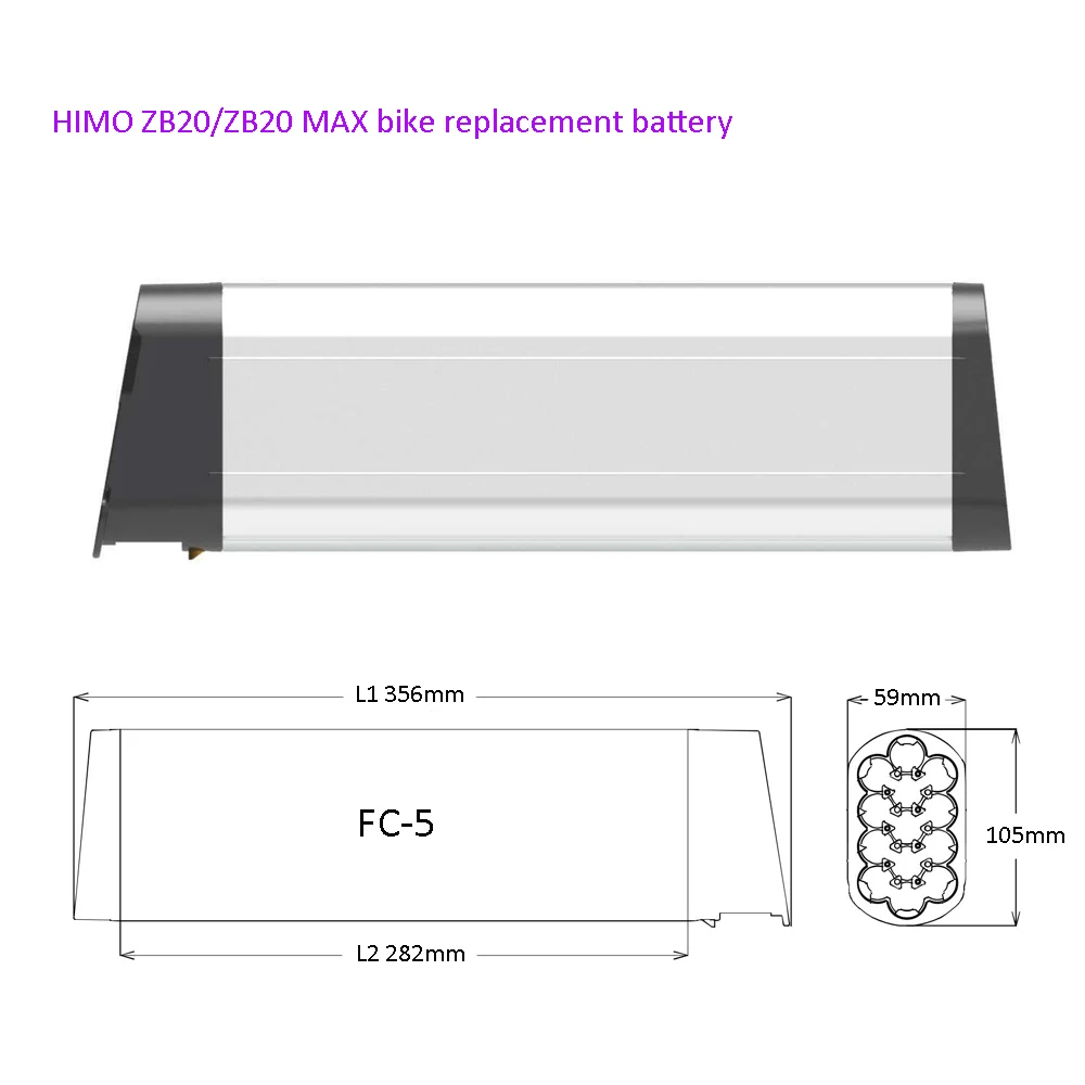 Foldable Electric Bike Lithium Battery Box Case 36V  48V  500WH Replace Upgrade HIMO Z16 Z20 ZB20 20\'\'Folding Ebike Battery Box