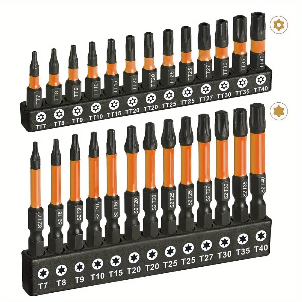 Impact Torx Bit Set 26pcs (T7-T40) S2 Steel Security Tamper Proof Star Bit Set with CNC Machined Tips 1\