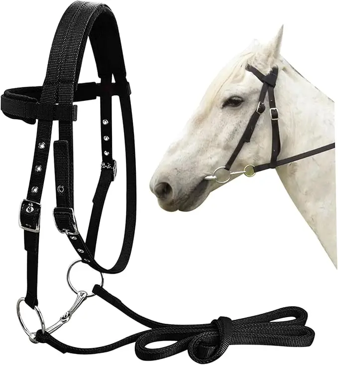 Horse Halters & Leads,Horse Halter Black Thickened Adjustable Weaver Halter with Chrome Plated Hardware Padded