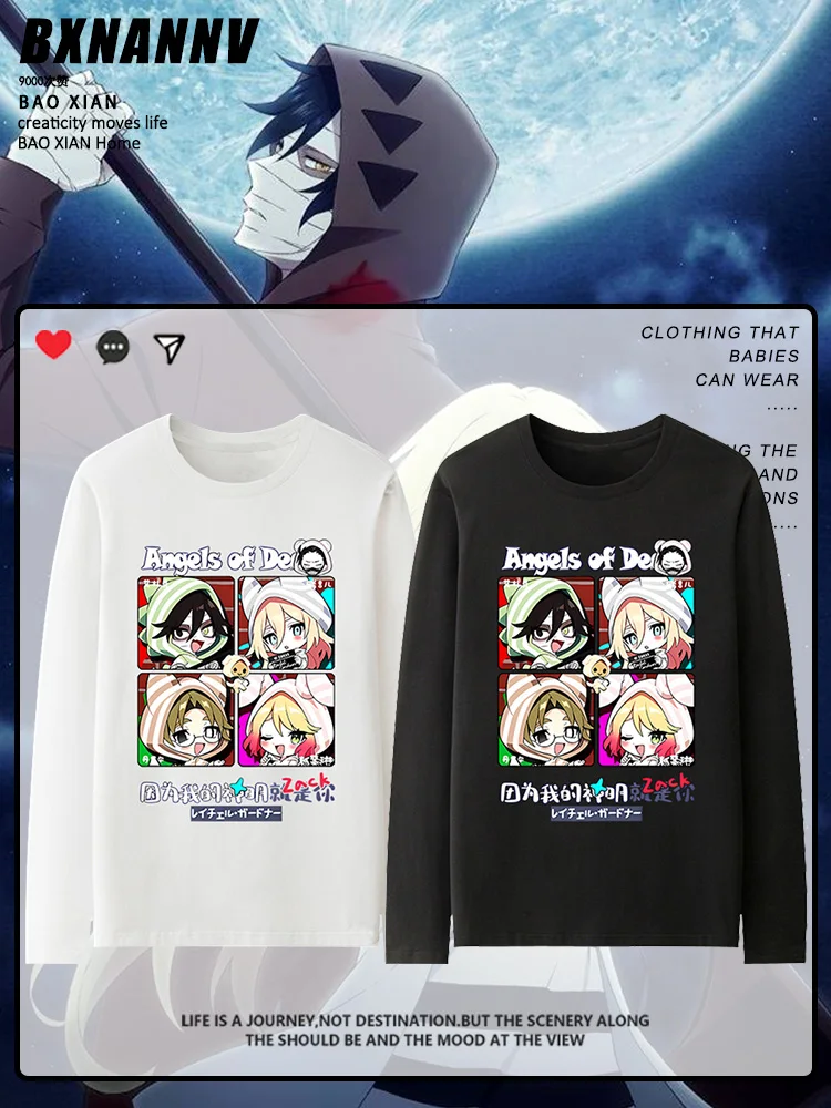 

Killing Angel Anime Long Sve T-irt Men's Loose Fit Casual Cotton Tee Autumn Wear Brand Cartoon Print Breathable