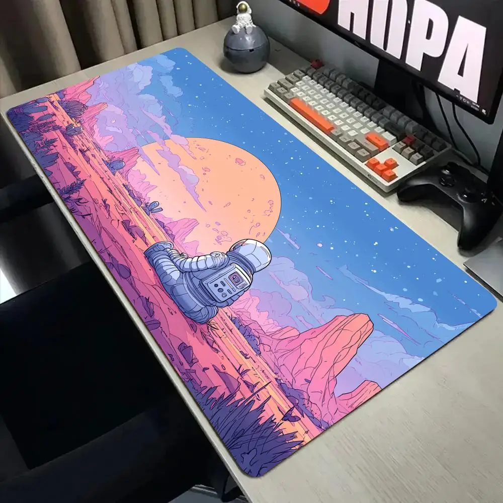 Desert planets and astronaut Mouse Pad Desk Mat Stitched Edge Non-Slip Durable gaming mats pc accessories desk pad HD printing