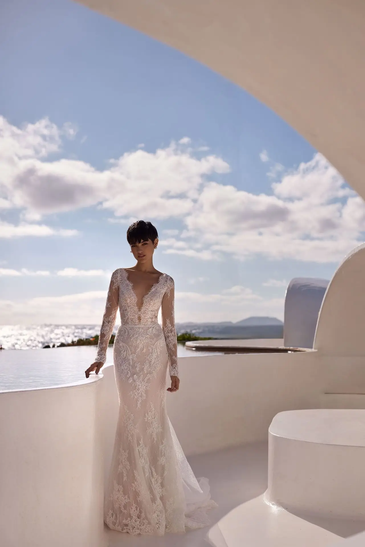 

Vestido De Novia Encaje Vestidos Corte Sirena Long Sleeve Wedding Dress Blanco Boda Civil Elegantes Simple Bespoke Robe Mariage