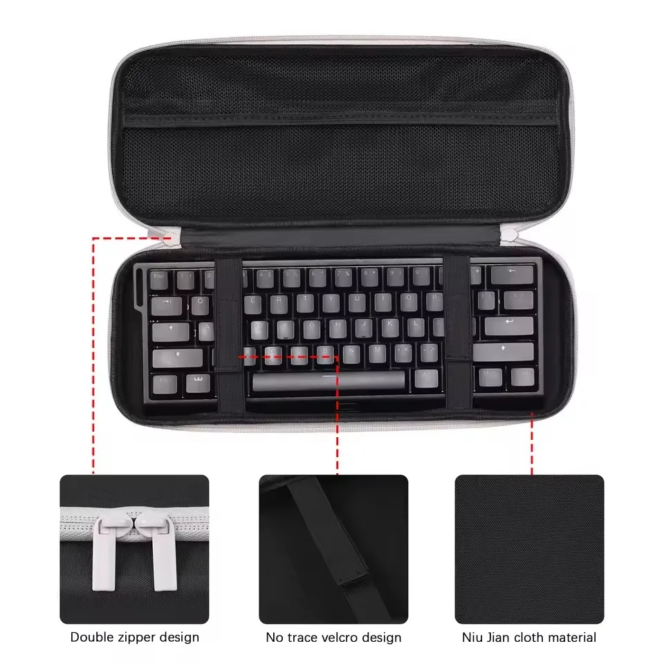 Chosfox Protable keyboard Storage Bag Large Capacity Mechanical Keyboard Bag 60/61/64Thickened Fabric Waterproof Protect Bag