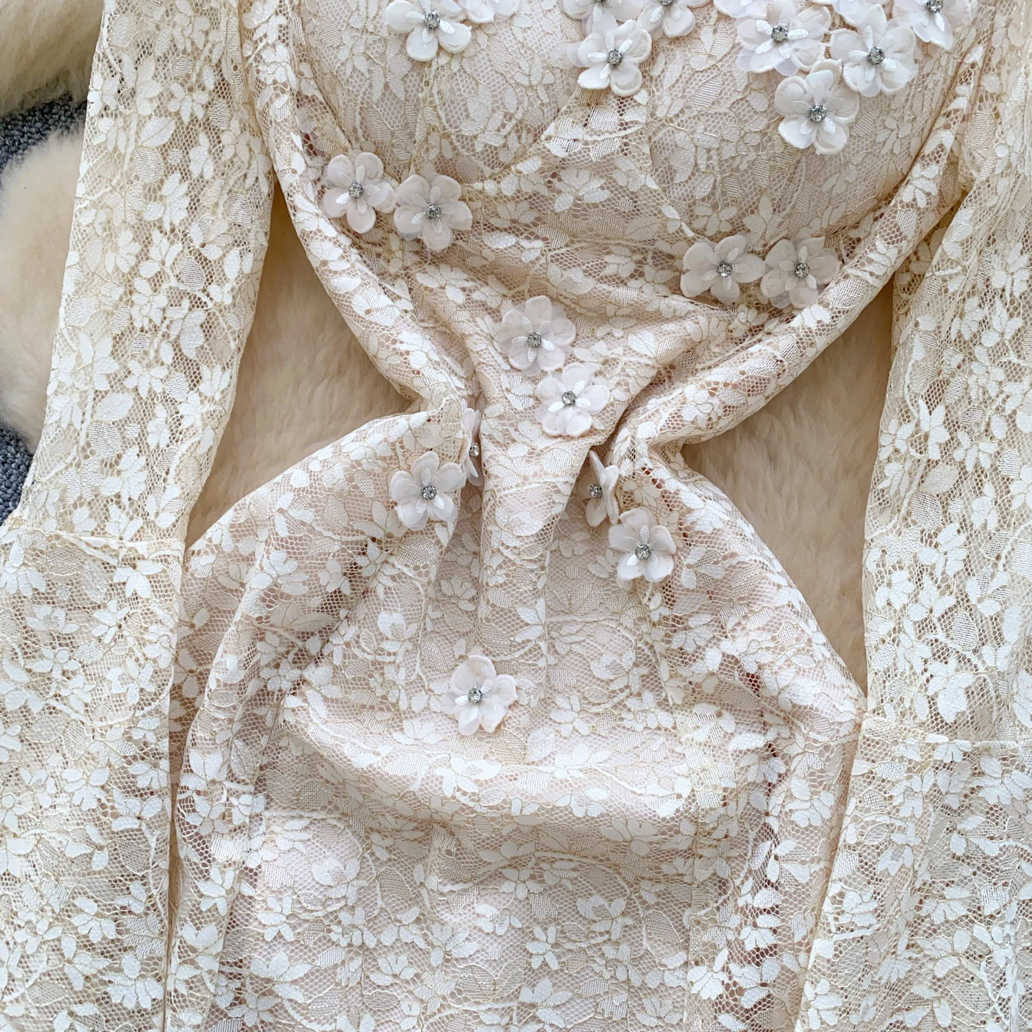 セクシーでシックな長袖スクエアネック花柄ドレスイブニングパーティーファッション秋ドレス女性服