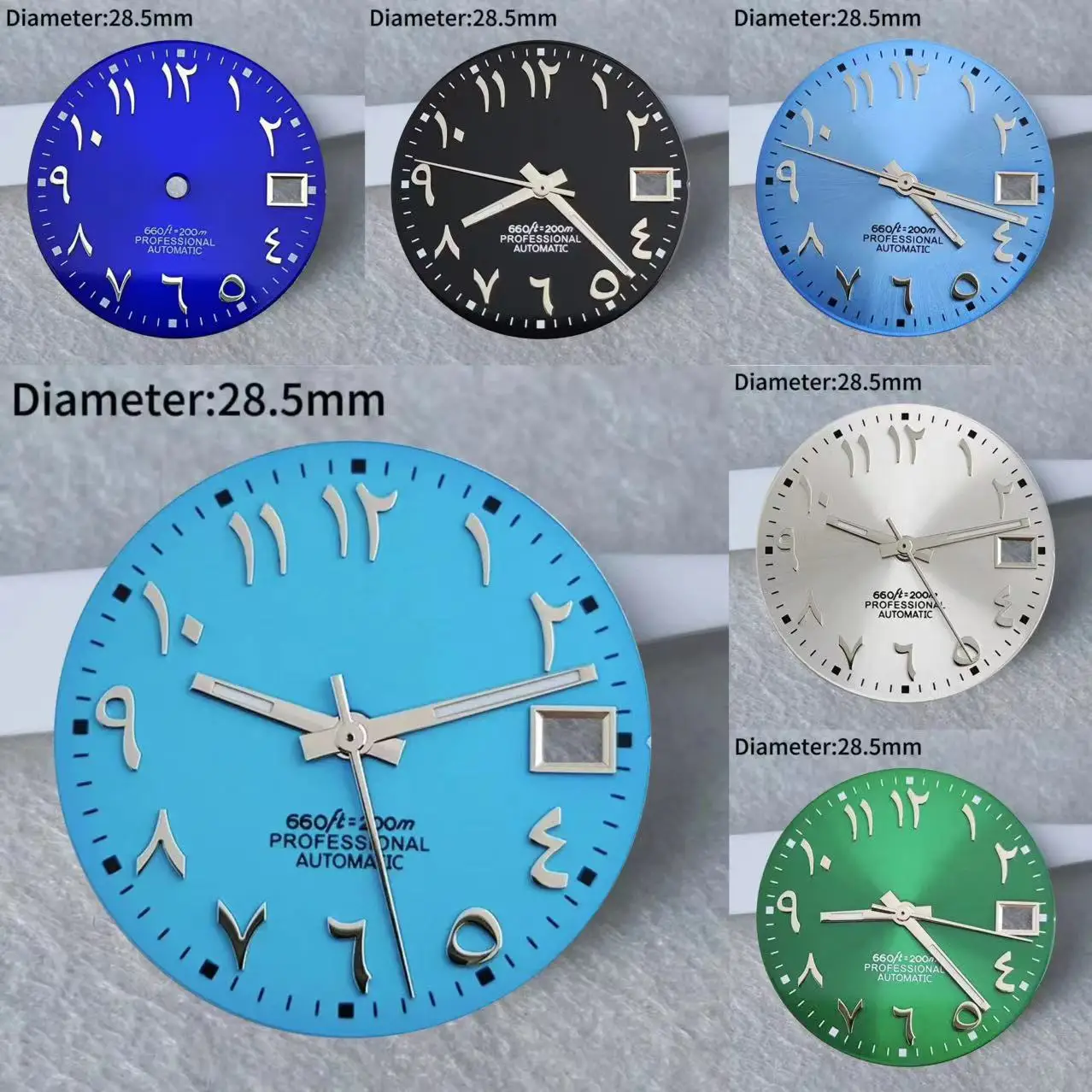 28.5mm no luminous S logo Arabic numeralsdial Suitable nh dial 35 Movement accessories Watch repair tool blue green blue s dial