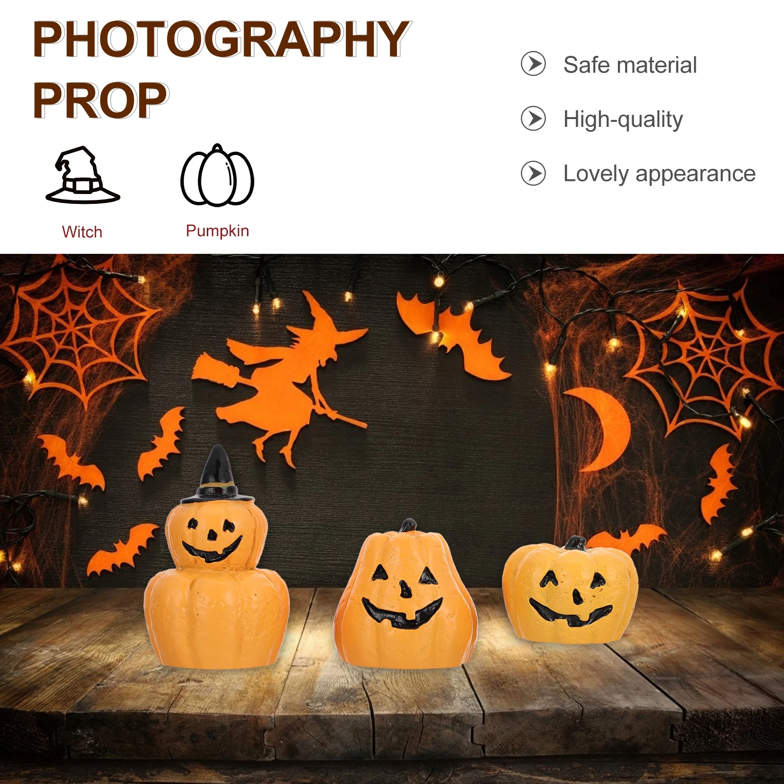 3 pezzi di figurine decorative in resina di zucca di Halloween ornamenti in miniatura da tavolo decorazione per feste in ufficio a casa zucca di simulazione