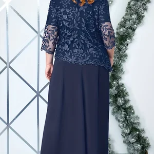 Vestido de cocktail feminino slim fit, bordado em renda, tamanho grande, temporada de primavera e verão na UE 8 principais vendas vestido feminino renda plus size - №2