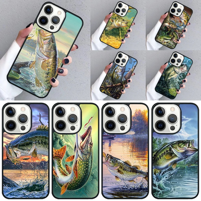 Bass Fishing Lake Fisherman Phone Case For iPhone 16 15 13 14 Pro Max 11 12 Mini Plus 2022 XR XS MAX Shell Cover