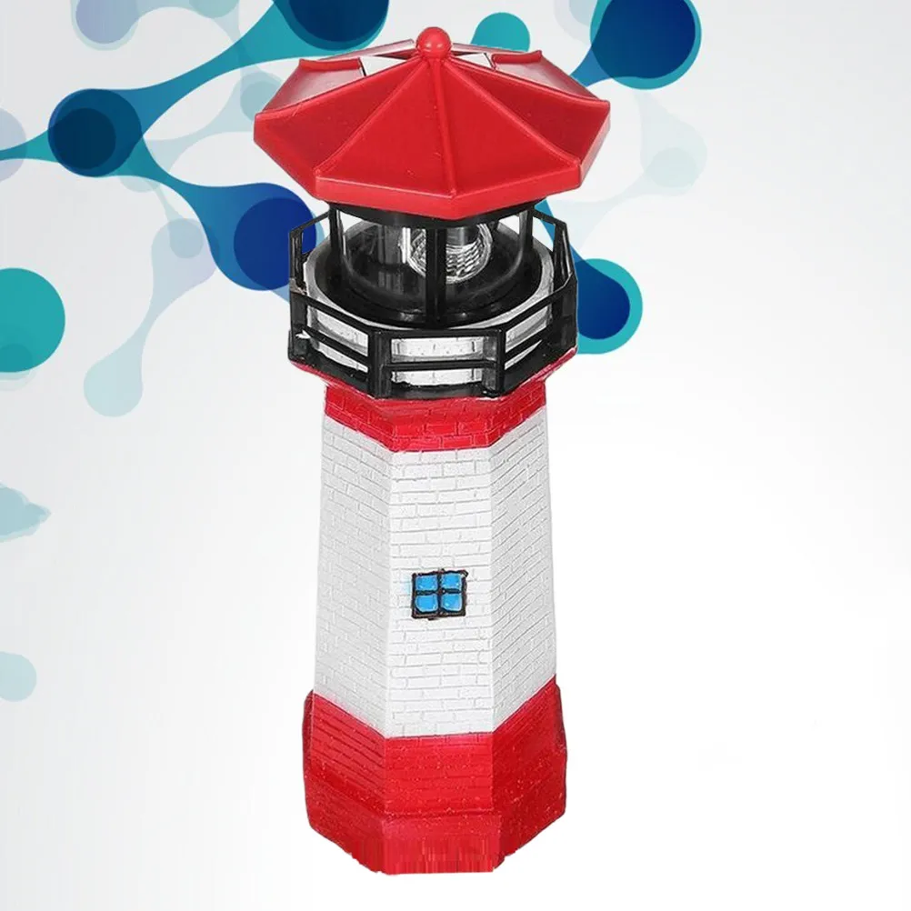 

1 шт. Солнечный вращающийся ландшафтный светильник из смолы, имитирующий маяк, для сада, уличный декоративный светильник, красно-белый светодиодный солнечный светильник для дорожек