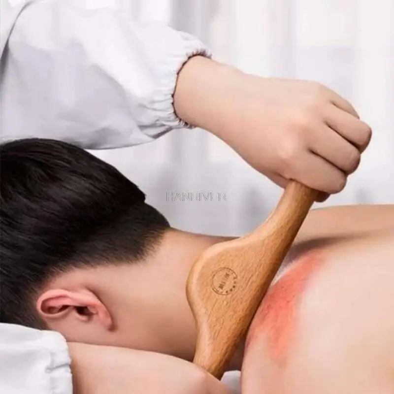 Natural Wood Scraping Stick For Shoulder Neck Leg Massage Guasha Board SPA Scraper Fast Large Area Massage Neck Pain Relief