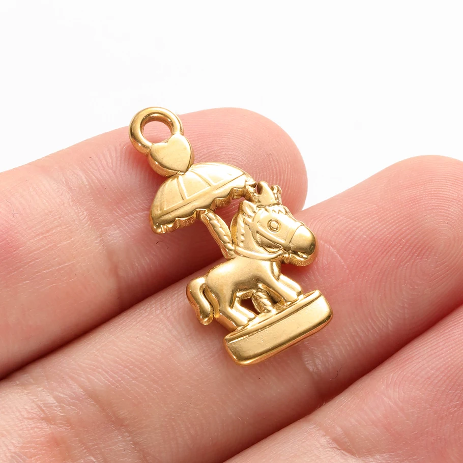 5 Stück Glücksbringer-Anhänger aus Edelstahl mit Mädchen, Stern und Schleife für die Schmuckherstellung, niedliche Anhänger für Halsketten und Armbänder – Detail 20