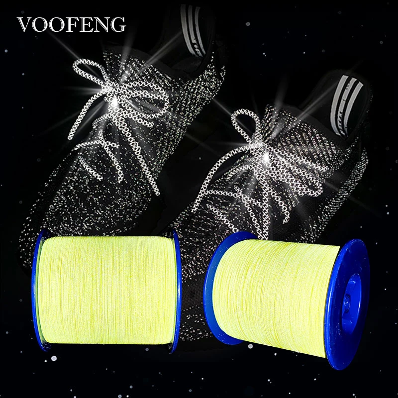 VOOFENG 4000 Meters Fluo.Yellow Reflective Thread Flat Silk Thread DIY Clothes Bag Garment Webbing Reflection Material RS-11RT