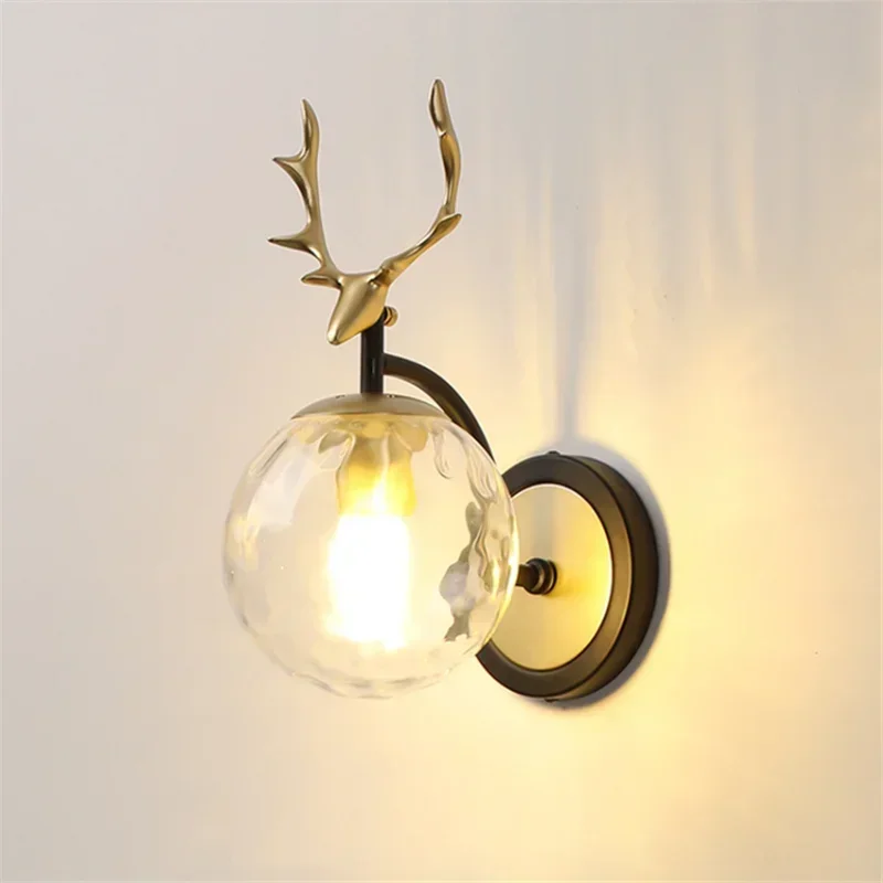 Nordic Antlers Wall Lamp Simple Creative Bookstore Living Room Bedroom Bedside TV Background Wall Decorative Lamp