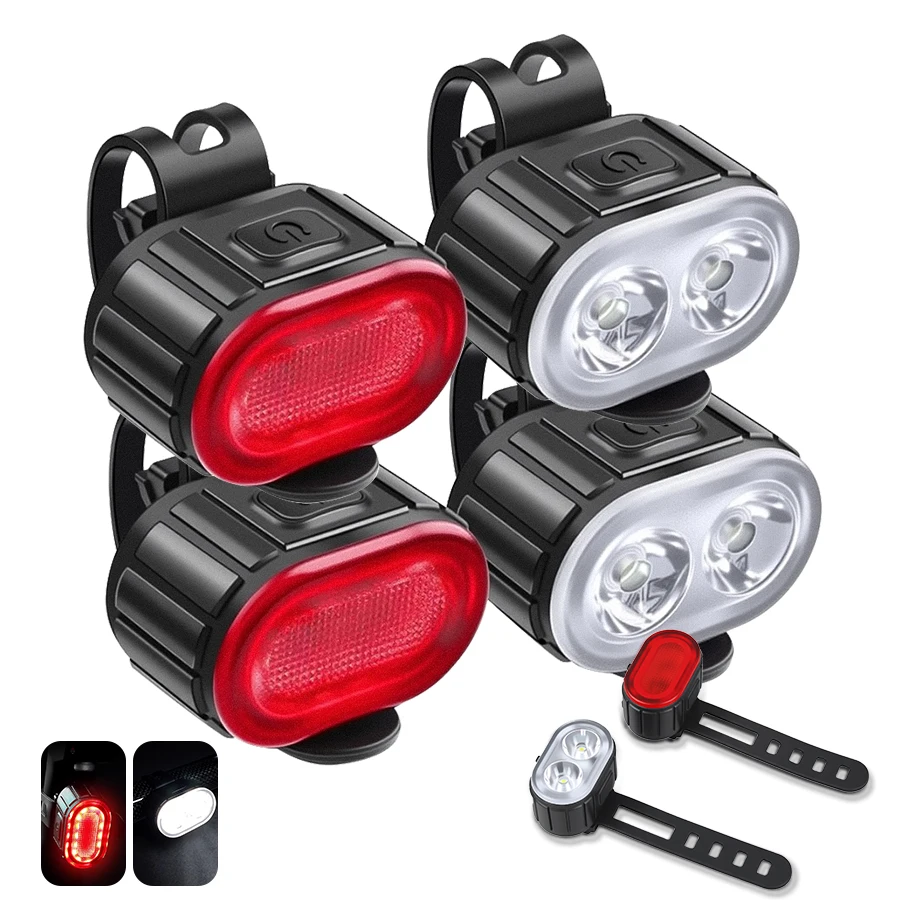 USB-oplaadbare fietsverlichting Fietsveiligheidswaarschuwingslamp Outdoor waterdichte fietszaklamp voor mountainbikes en racefietsen