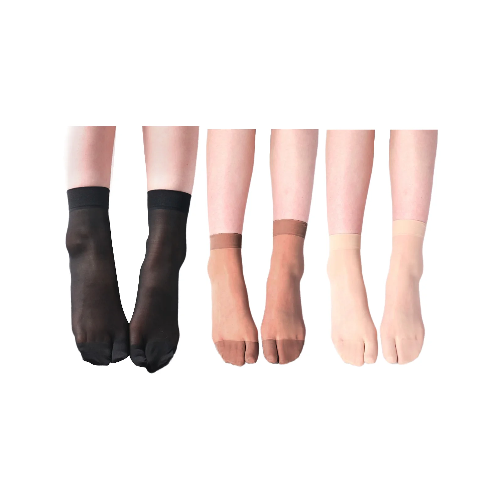 

Summer split-toe stockings set (1 pair each of black + brown + skin color)