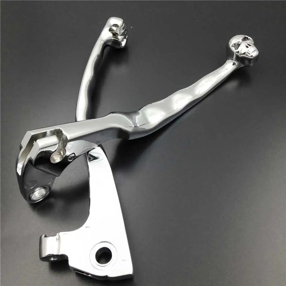 Skull Brake Clutch Handle Levers For Yamaha Virago XV 250 535 700 750 1000 1100 V-Star Motorcycle Billet Black / Chrome
