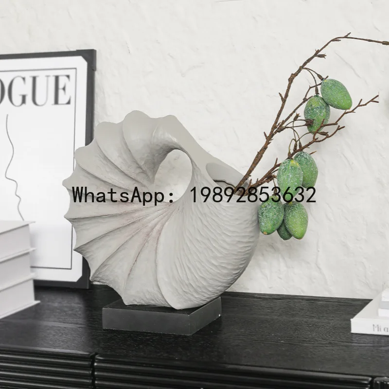 

Resin Handicrafts Flower Vase Conch Clam Shell Flower Arrangement Ornaments Abstract Sculpture Home Decoration Accessories