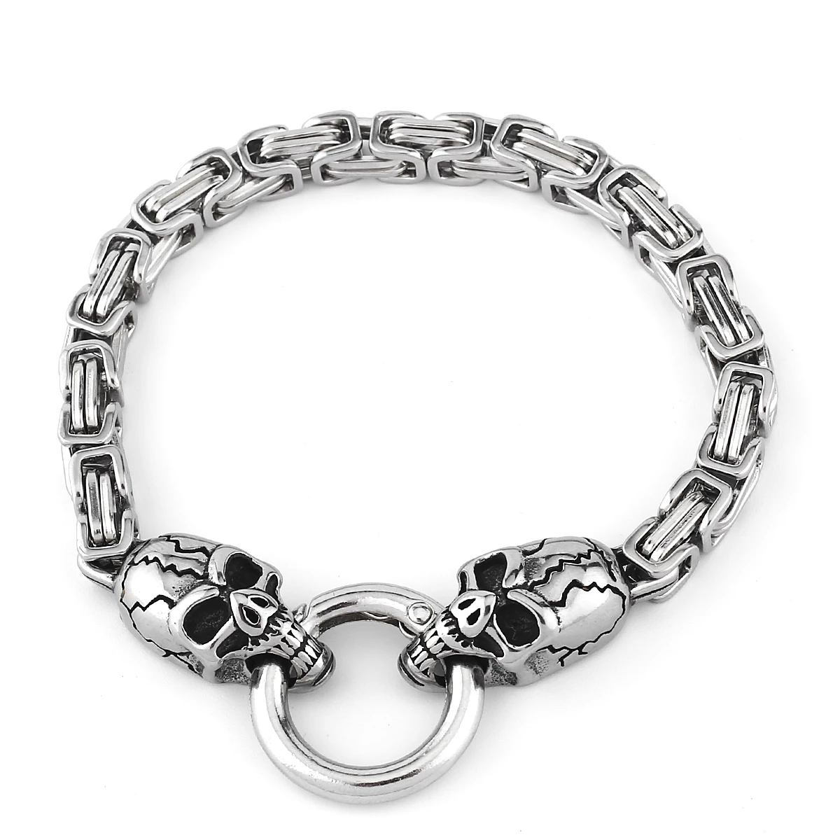 Men's Skull Stainless Steel Bracelet Fashion Street Hip Hop Heavy Industry Motorcycle Bracelet with Gift Bag view 5