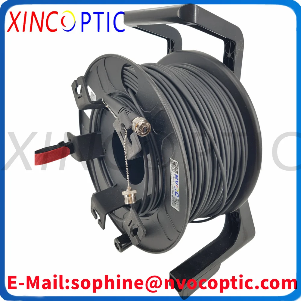 

300M,SM,8C,G657A1,5.0mm Armored Black Cable,8Core ODCMPO Male Round Connector With PCD380 Coil and 2Pcs 8F ODC-MPO to LC Jumper