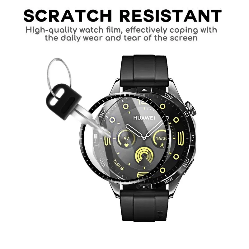 100 قطعة واقي شاشة ناعم ثلاثي الأبعاد لساعة هواوي GT4 46 مللي متر/GT4 41 مللي متر ساعة ذكية تغطية كاملة PMMA HD طبقة رقيقة واقية شفافة