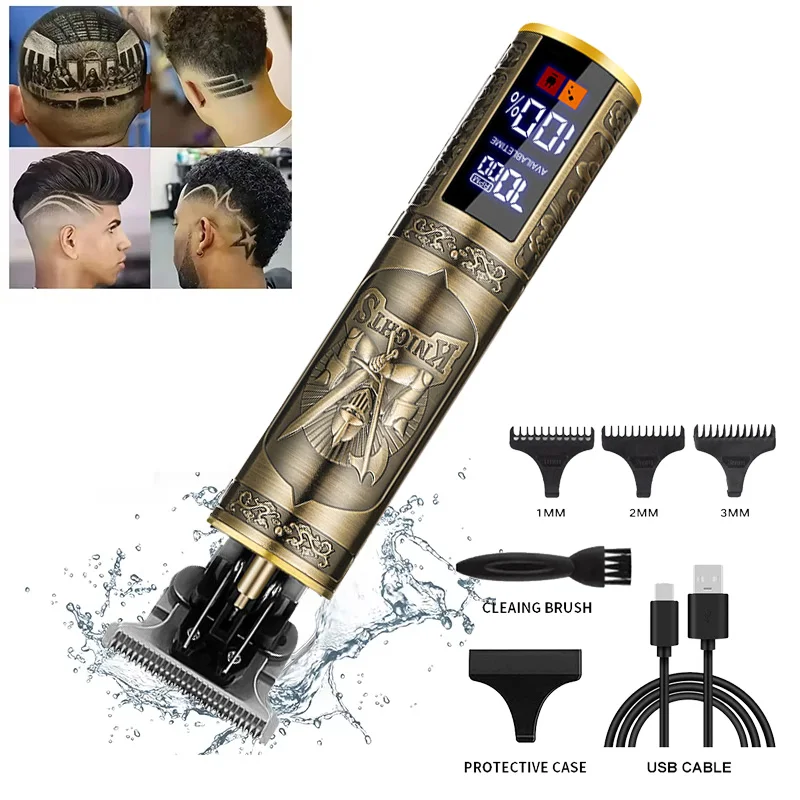 Vintage Cordless Hair Clipper Trimmer USB Fast Charging Portable Electric Shaver Barber Professional Hair Cutting Machine