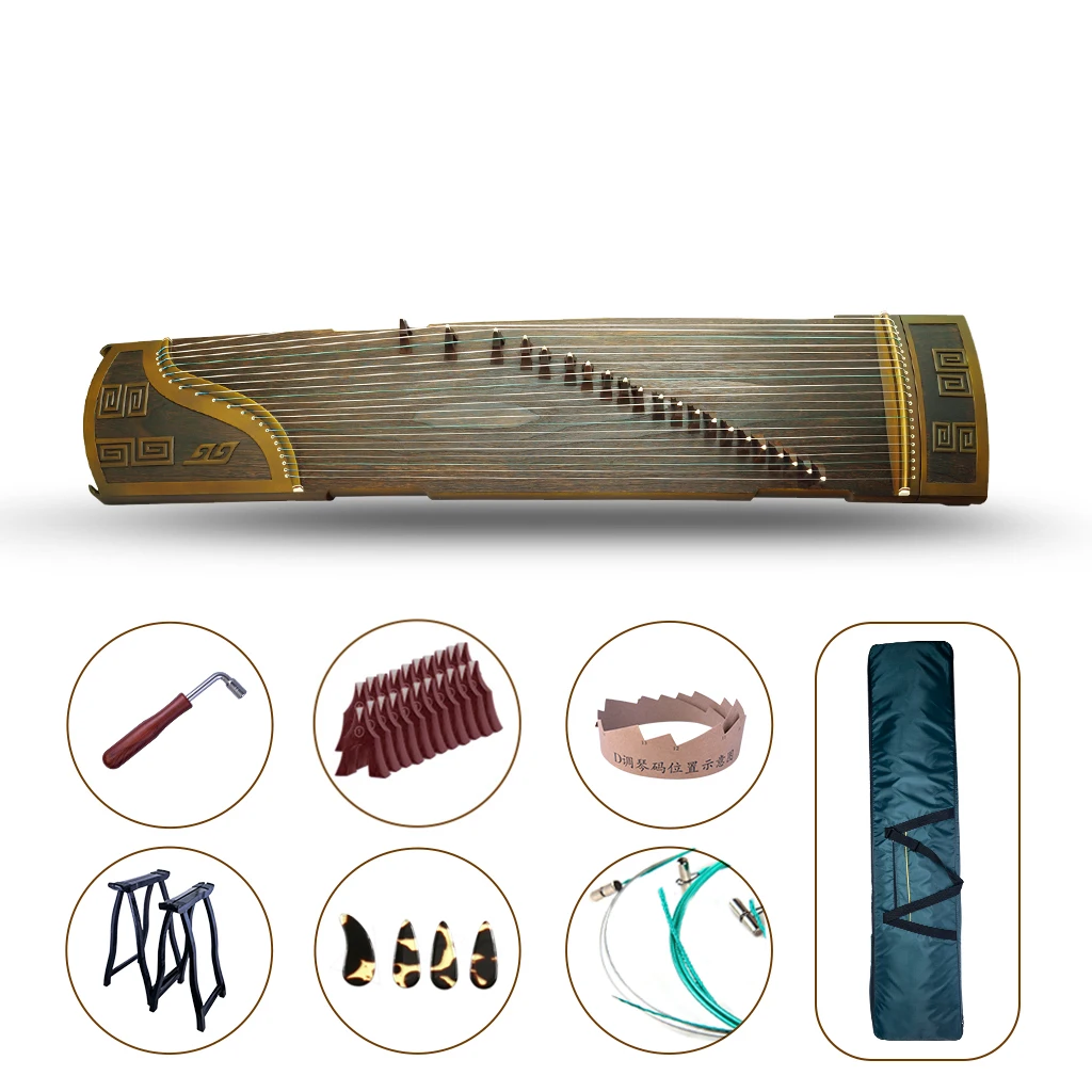 LOOK Collection Grade 21 Strings Guzheng Aged Nanmu Chinese Zither Instrument W/ Full Accessories For Professional Performance