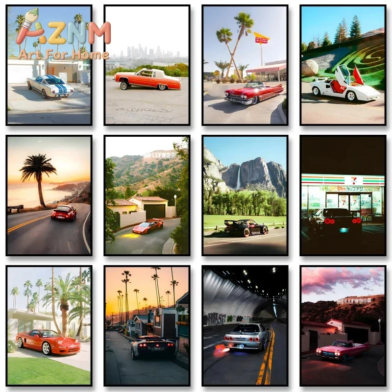 Classic American Dream Poster Print California Canvas Painting Palm Springs Paradise Wall Art Picture for Modern Home Decoration