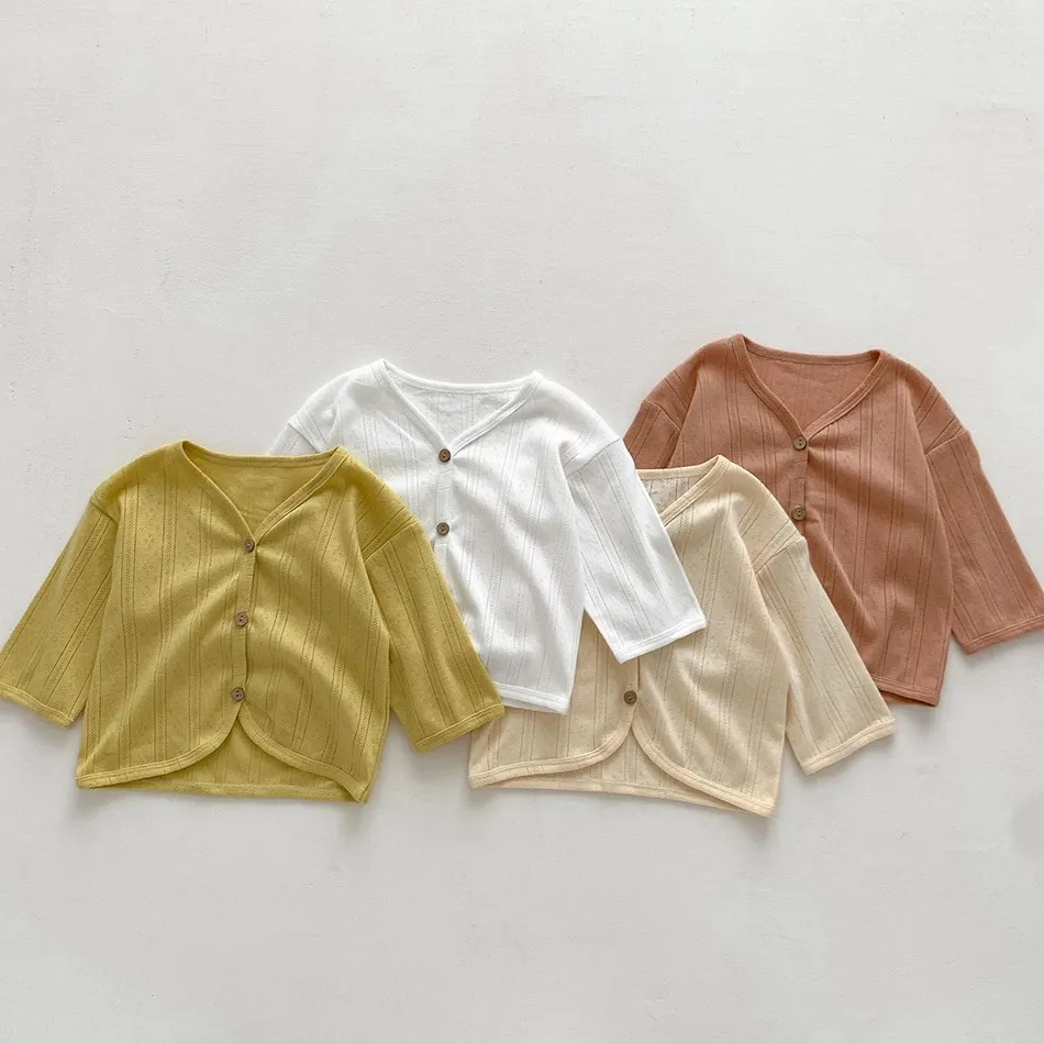 Kids Clothes Toddler Summer Jacket Infant Korean Casual Tops Boys Girls Lightweight Long Sleeve Outerwear Solid Color Cardigan