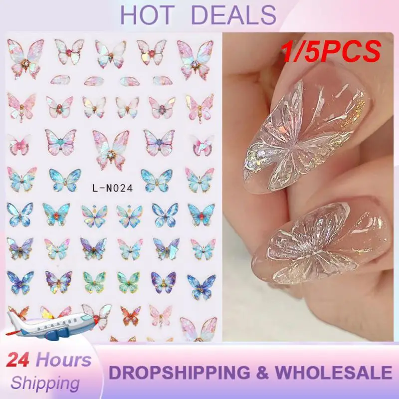 1/5PCS Butterfly Sticker Safe And Non-toxic Unique Design Butterfly Demand Sweet And Refreshing Popular Luminous Aurora Effect