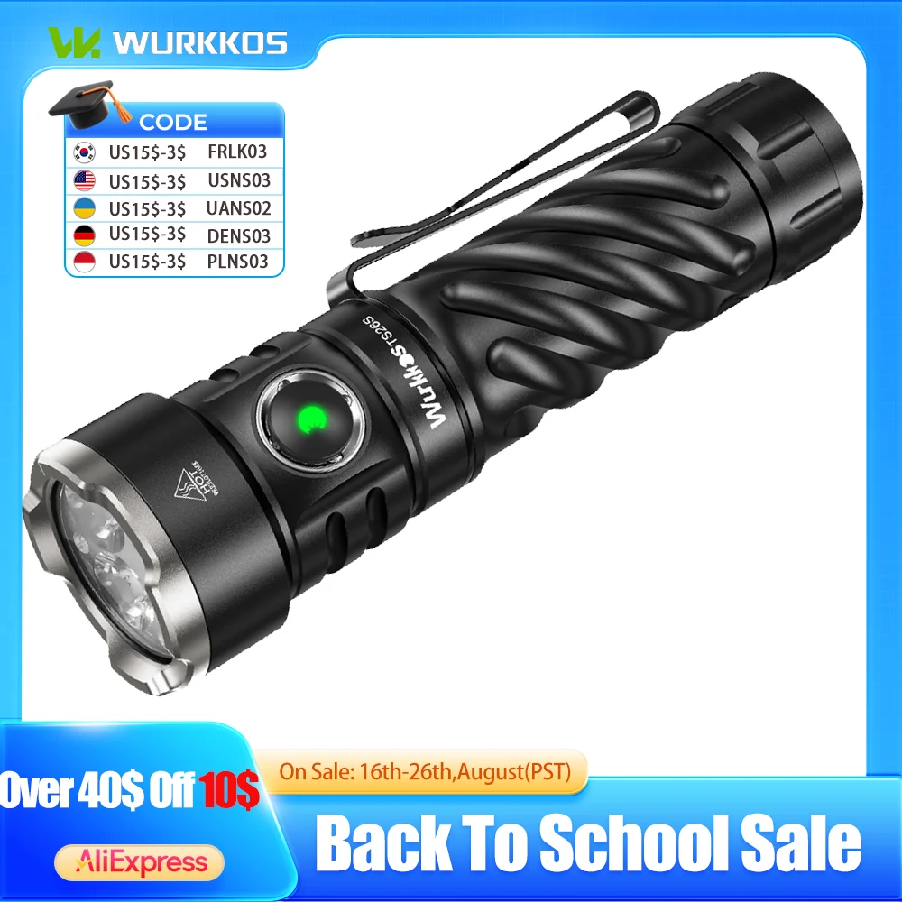 Latarka EDC Wurkkos TS26S 3100LM, ładowalna, mocna latarka, lampa robocza LED 21700, przenośne światło z magnetyczną końcówką.